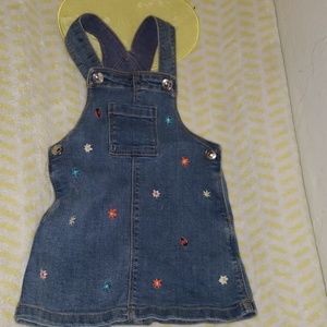 H&M jean skirt overalls with embroidery